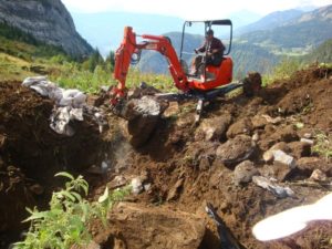 pose d'une filière d'assainissement en montagne