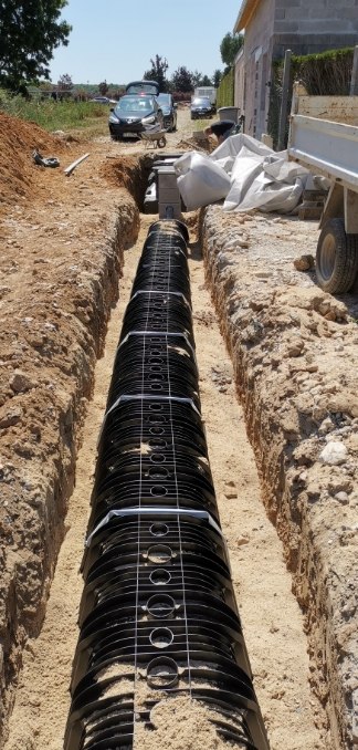 chantier anc installation tunnels infiltration